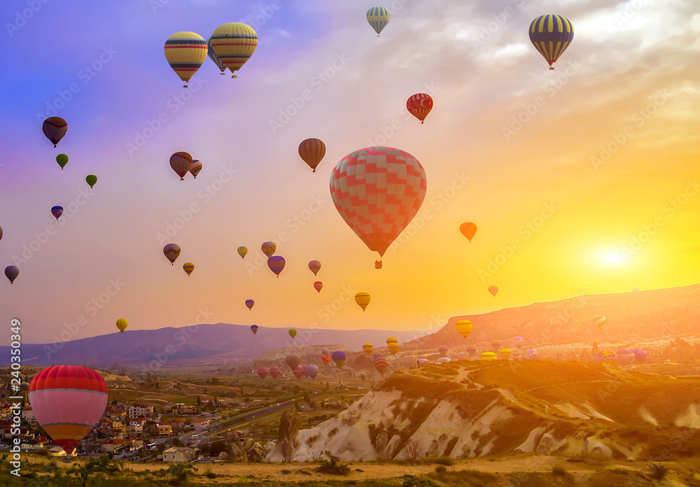 Obraz premium Hot Air Balloons adventure Mountain