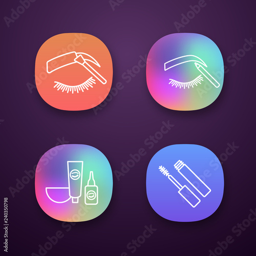 Eyebrows shaping app icons set