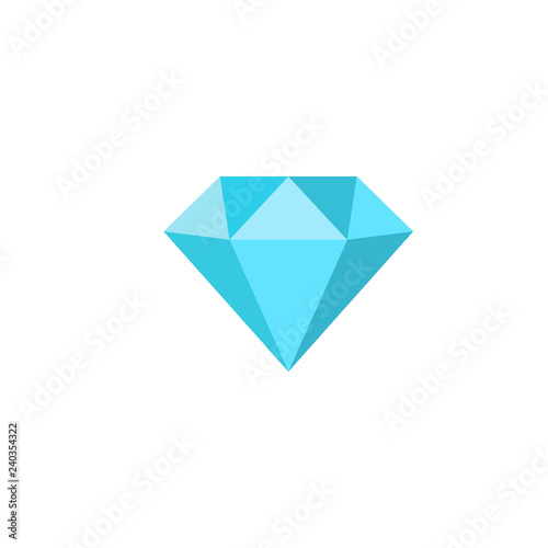 Diamond colorful vector cartoon icon. Simple blue diamond icon.