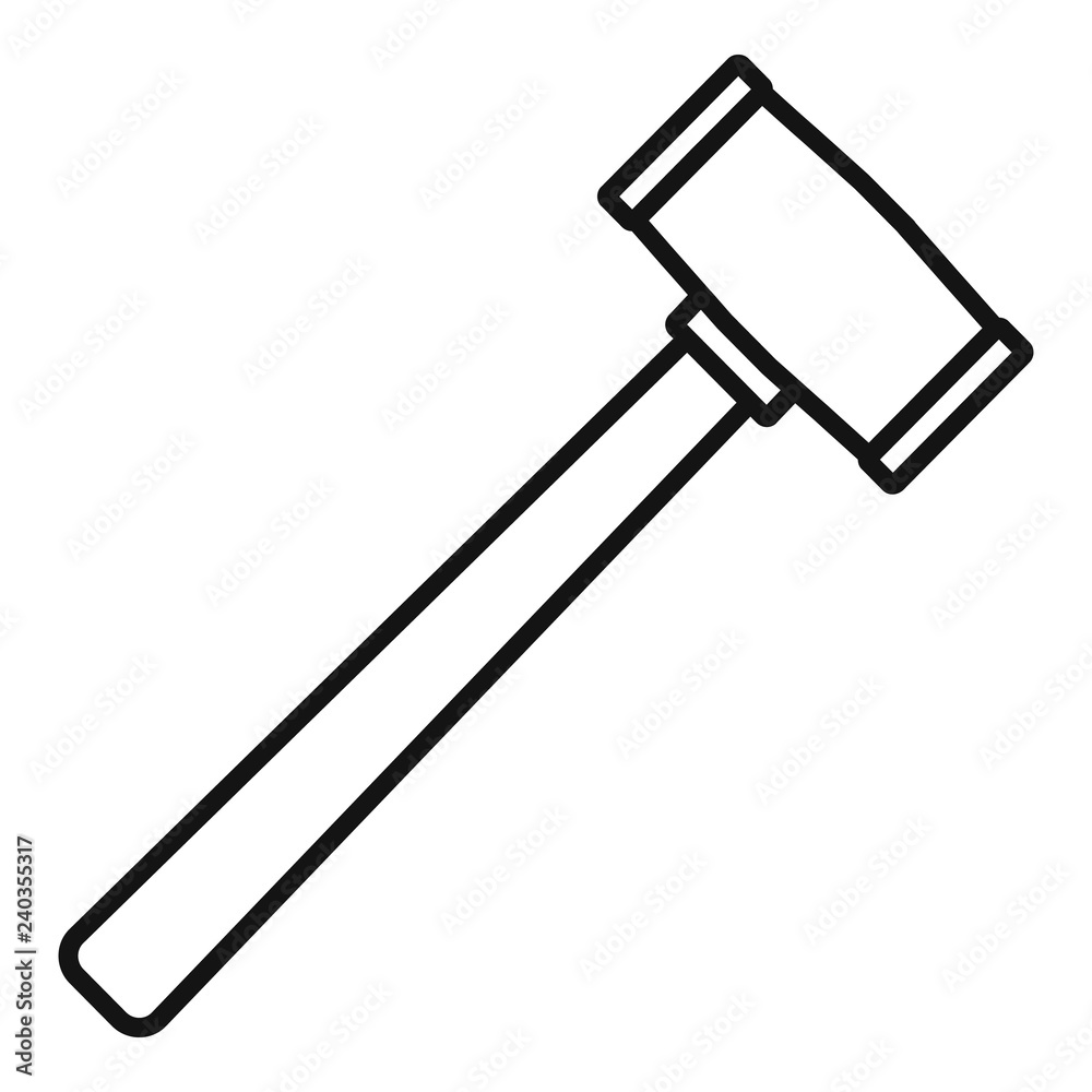 Rubber hammer icon. Outline rubber hammer vector icon for web design isolated on white background Rubber hammer icon. Outline rubber hammer vector icon for web design isolated on white background
