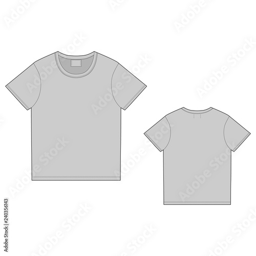 T-shirt design template. Front and back. Technical sketch unisex t shirt