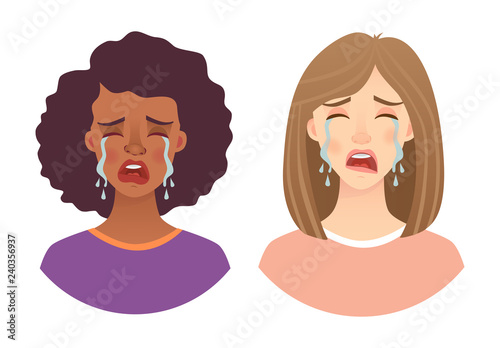 emotions of woman face set