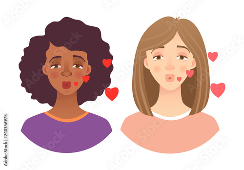 emotions of woman face set