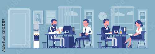 Office business workspace, hr manager interviewing job applicant
