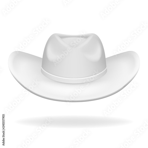 Cowboy hat white isolated 3d realistic icon design vector illustration