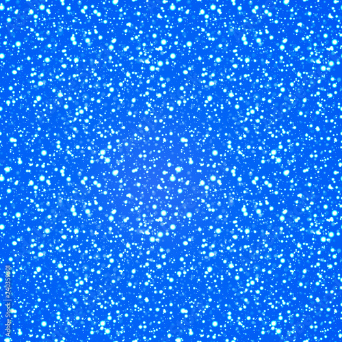 Snowy vector background. Snowfall seamless pattern. Vector illustration. Beautiful snowflakes background. For holidays, Christmas, New Year designs, textile, fabric, wrapp paper.
