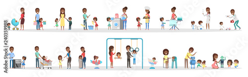 Woman and man clean home and doing a housework