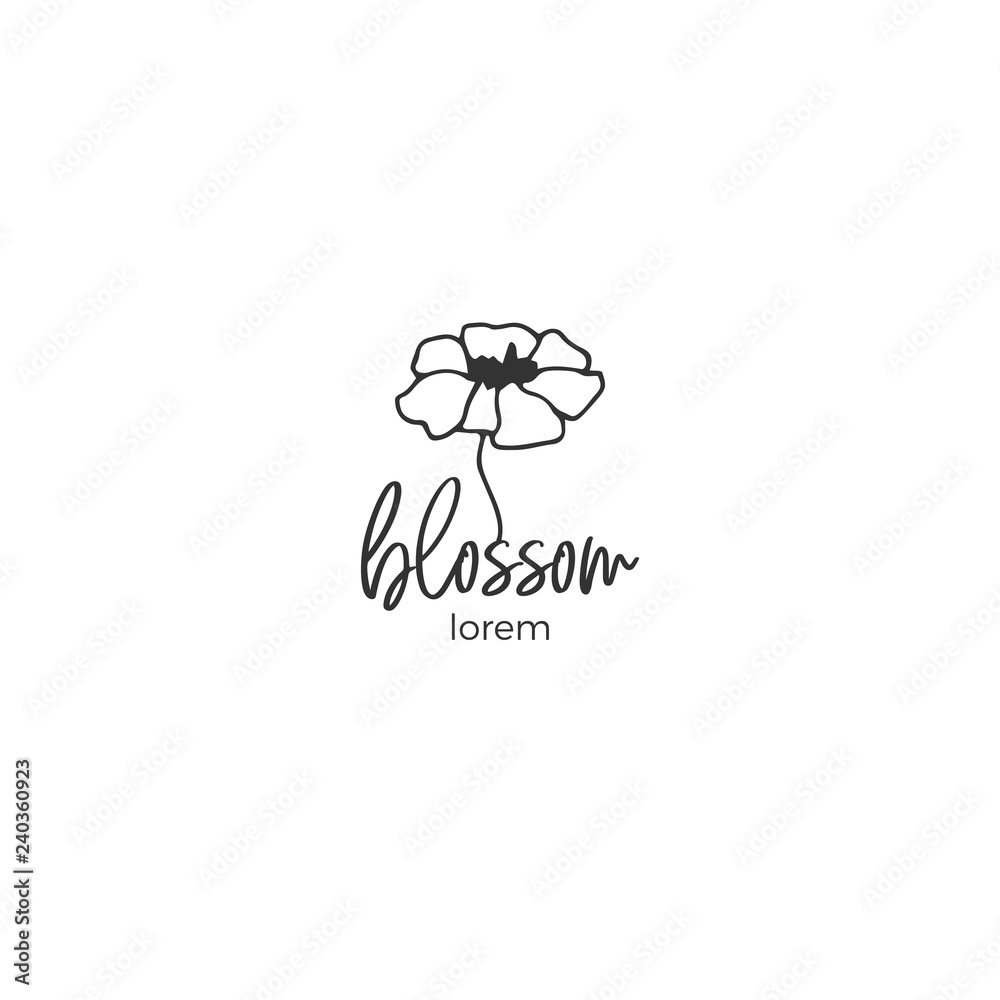 Vector hand drawn floral logo template in minimal style. Vector hand drawn floral logo template in minimal style.