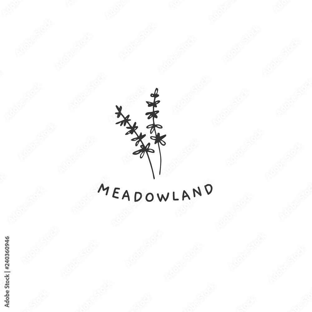 Vector hand drawn floral logo template in minimal style. Vector hand drawn floral logo template in minimal style.