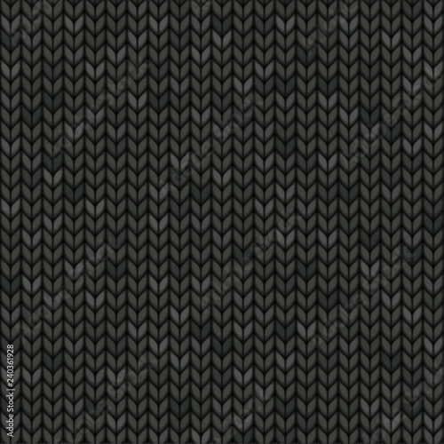 Gray seamless knitted cloth. Realistic illustration.