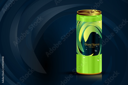 Beverage in can with blue background, Package and drink product poster