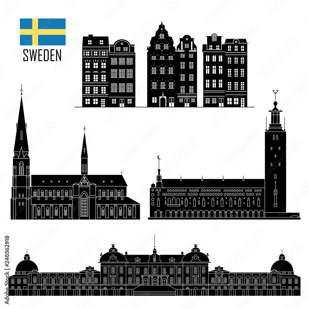 Swedish set of landmark icons