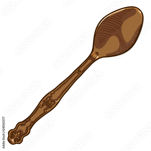 Vector Single Cartoon Bronze Vintage Engraved Spoon