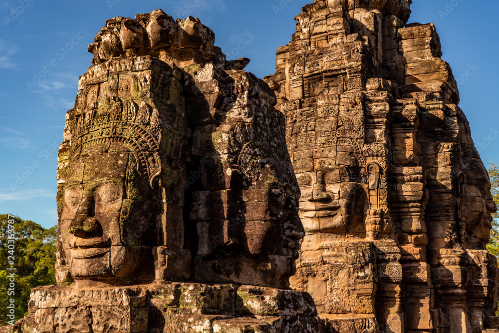Faces of bayon temple in cambodia