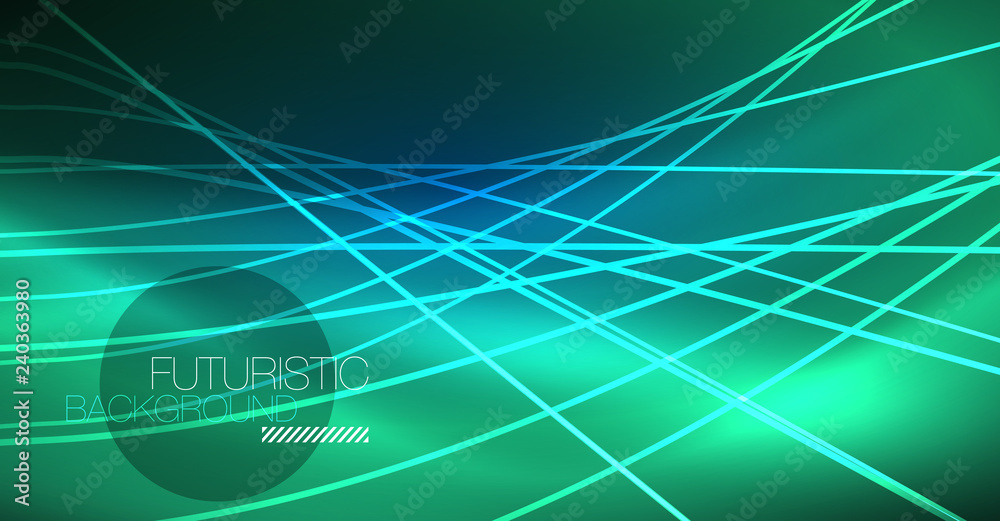 Neon glowing magic background, neon banner, night sky wallpaper. Magic light effect. Christmas abstract pattern.