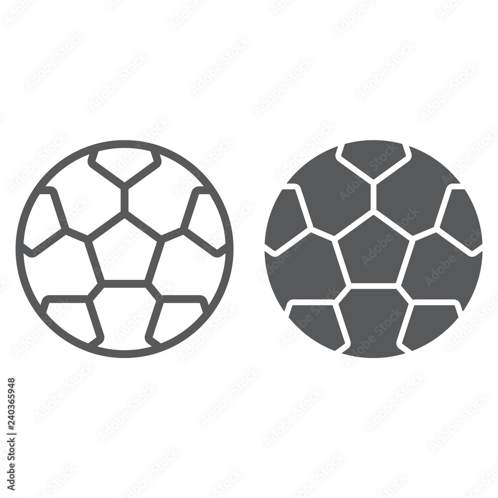 Fototapeta premium Soccer line and glyph icon, game and sport, football ball sign, vector graphics, a linear pattern on a white background,