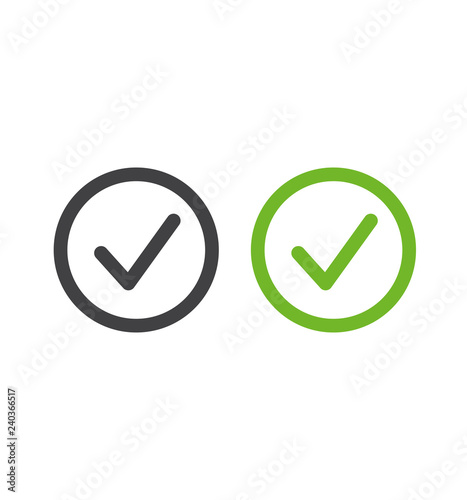 Tick icons yes symbol green mark icon outline vector in a circle