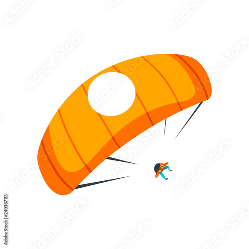 Skydiver flying with parachute in the sky, skydiving, parachuting extreme sport vector Illustration on a white background
