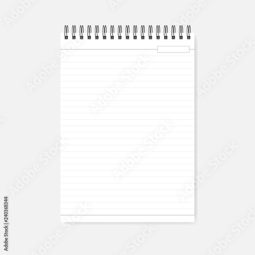Top wire spiral lined A4 notebook with empty date header, mock-up