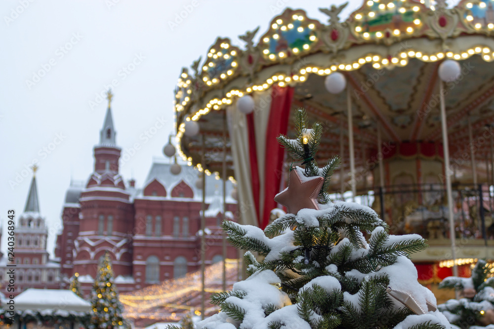 Fototapeta premium Red Square decorated for the new year