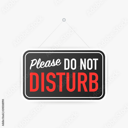 Please do not disturb hanging sign on white background. Sign for door. Vector illustration.