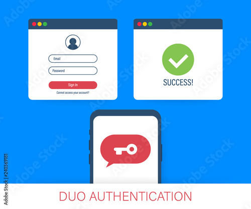 Duo authentication concept banner with text place. Can use for web banner, infographics, hero images. Vector illustration.