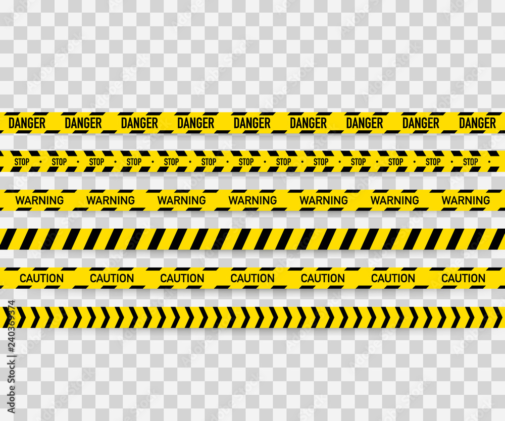 Vector set of seamless caution tapes. Warning tape, danger tape, caution  tape, danger tape, under construction tape. Vector illustration Stock  Vector | Adobe Stock