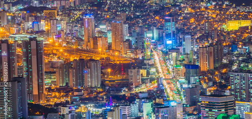 Cityscape of Busan city at night in South Korea © Photo Gallery