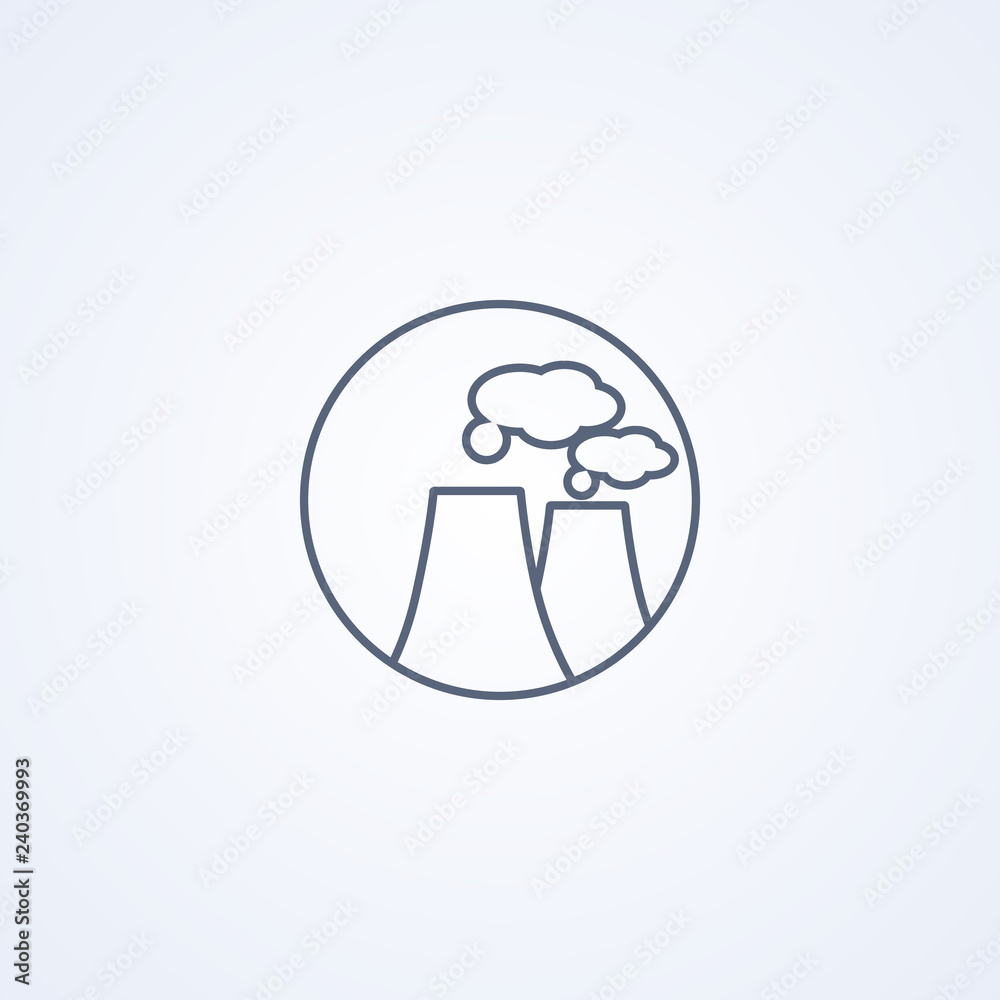 Heat power station, vector best gray line icon