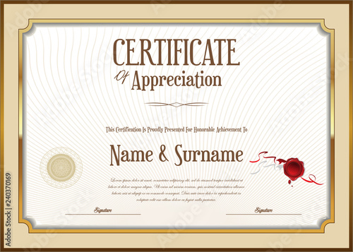 Elegant certificate or diploma retro vintage design