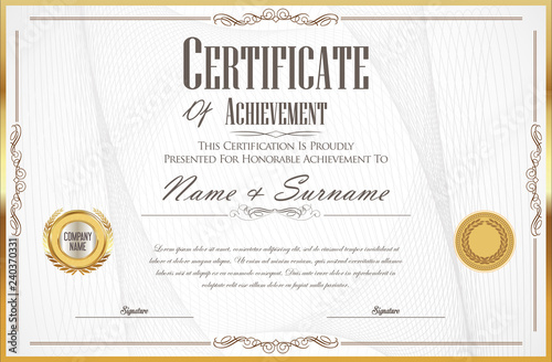 Elegant certificate or diploma retro vintage design