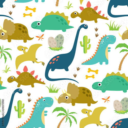 Cute dinosaur seamless pattern