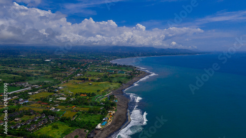aerial view of Bali island, Eastern Volcanic sand coastline © Alexander Zvarich 