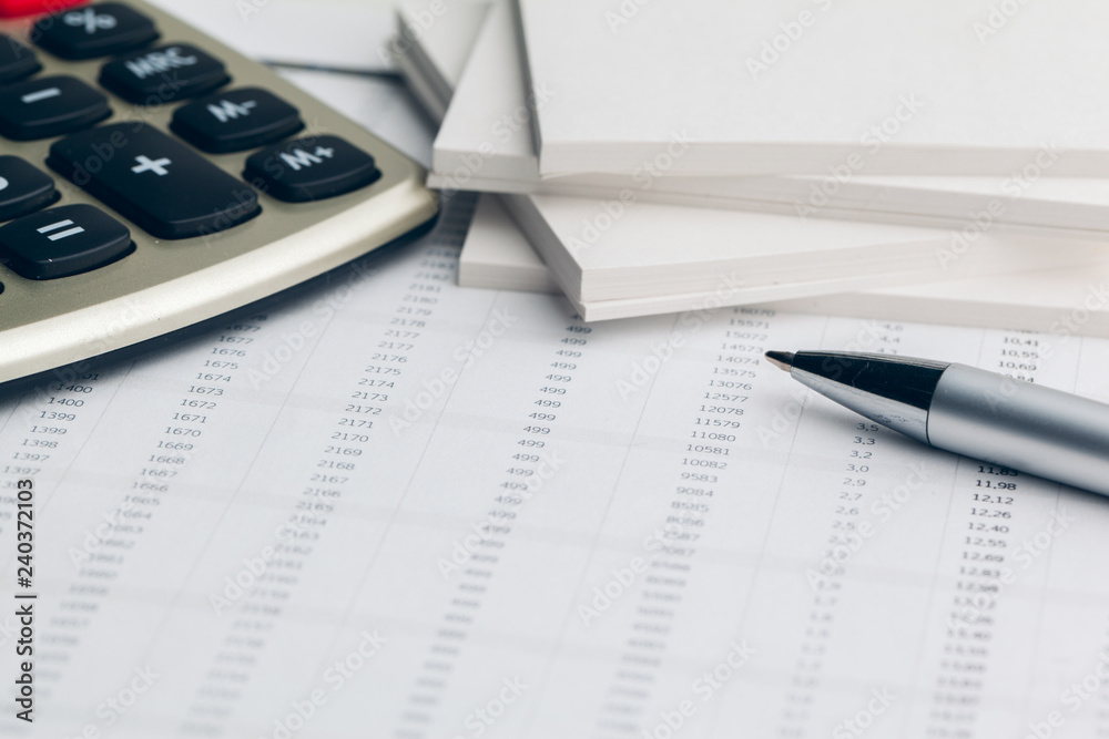 Business still life with calculator on table in office. Business still life with calculator on table in office.