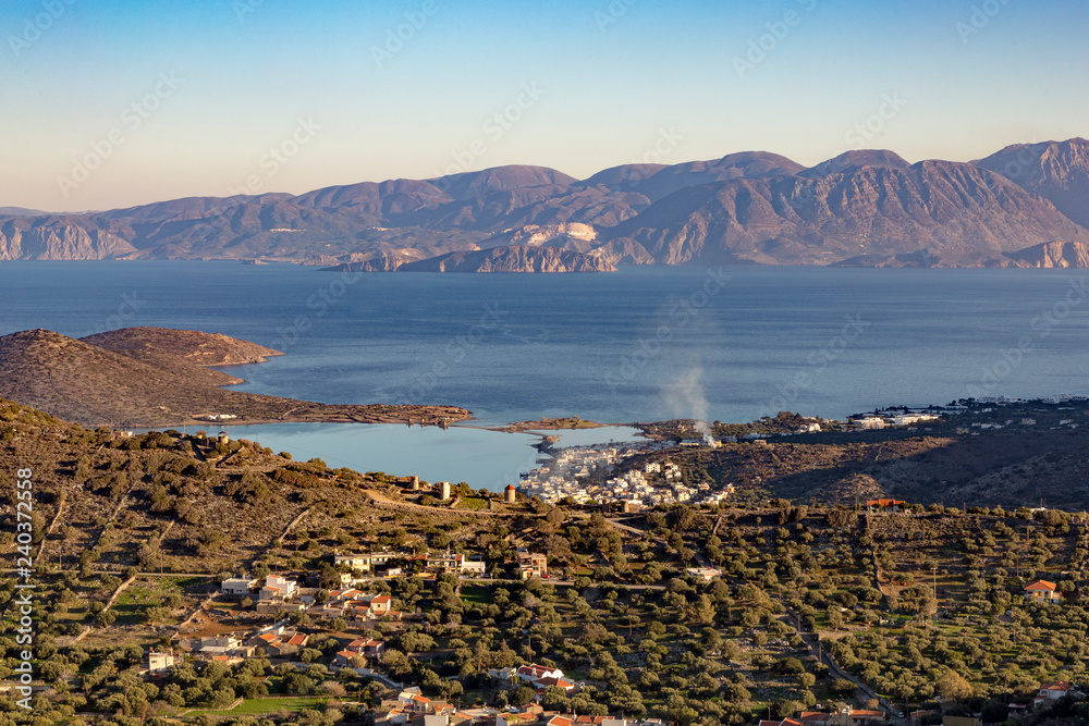 Fototapeta premium Elounda bay and mountain in Crete Greece.