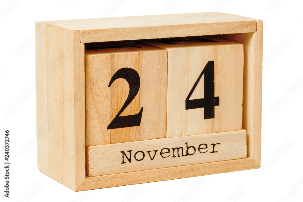 wood calendar isolated on white background