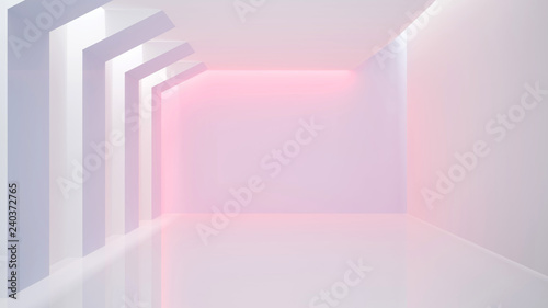 Reception and lobby design for artwork . Showroom or empty room design. 3D Illustration