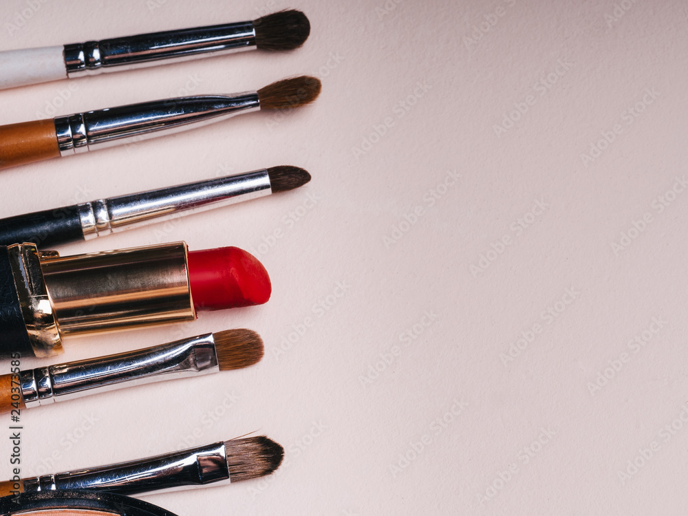 set of professional makeup cosmetics. Composition with copy space set of professional makeup cosmetics. Composition with copy space