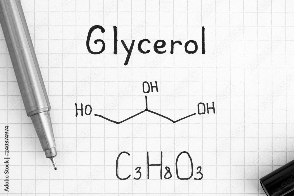 Chemical formula of Glycerol with black pen. Chemical formula of Glycerol with black pen.