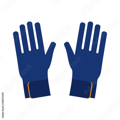 Gloves for diving, surfing, fishing. Abstract concept, icon. Vector illustration on white background. Vector illustration. EPS 10. Blue color gloves.