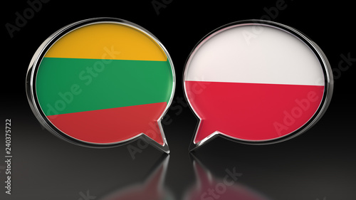 Free Download Lithuania and Poland flags with Speech Bubbles. 3D illustration - GFXLoad