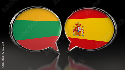 Free Download Lithuania and Spain flags with Speech Bubbles. 3D illustration - GFXLoad