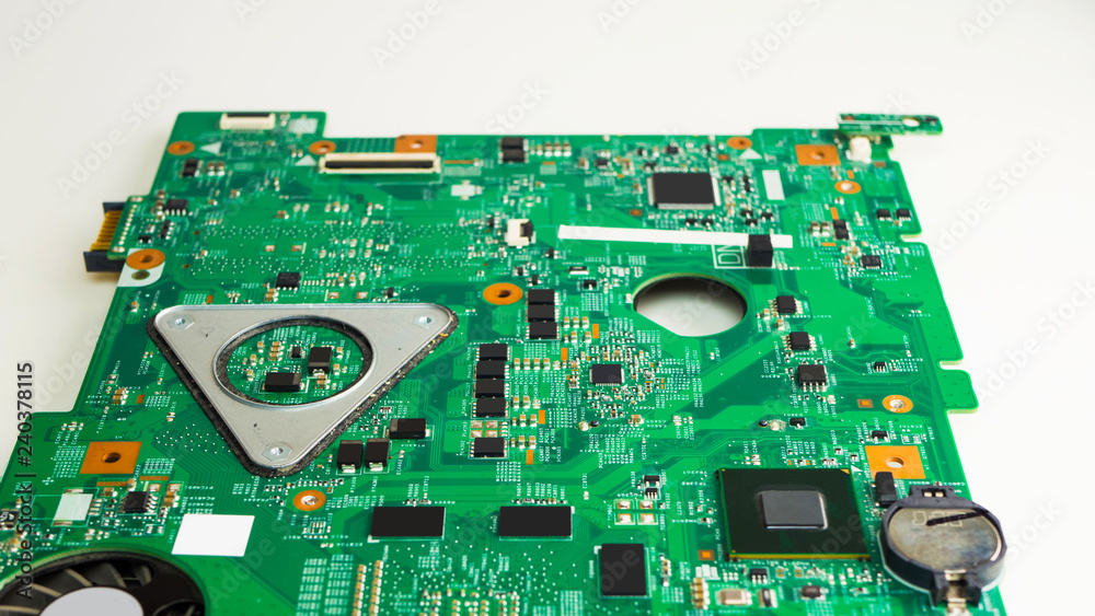 Close up of a printed green computer circuit board Close up of a printed green computer circuit board