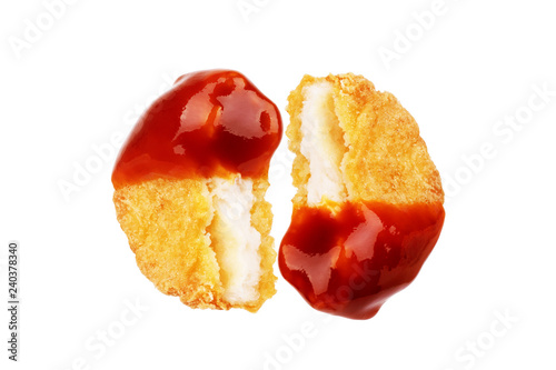 Nuggets in barbecue sauce on a white background