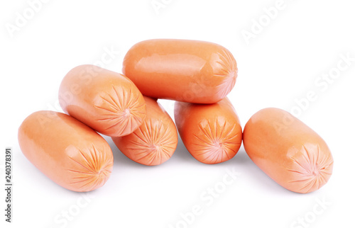Small sausages on a white background