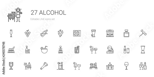 alcohol icons set