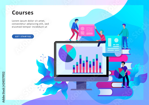 Concept Landing page template Education people, Internet studying, online training, online book, tutorials, e-learning for social media, distance education, documents, cards, posters