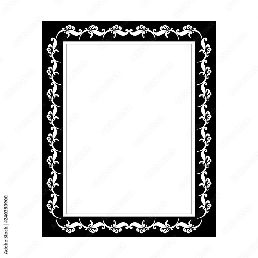 Black frame with twig card. Fashion graphic background. Modern stylish abstract texture. Monochrome template for prints, textiles, wrapping, card, photo. Design element. Vector illustration.