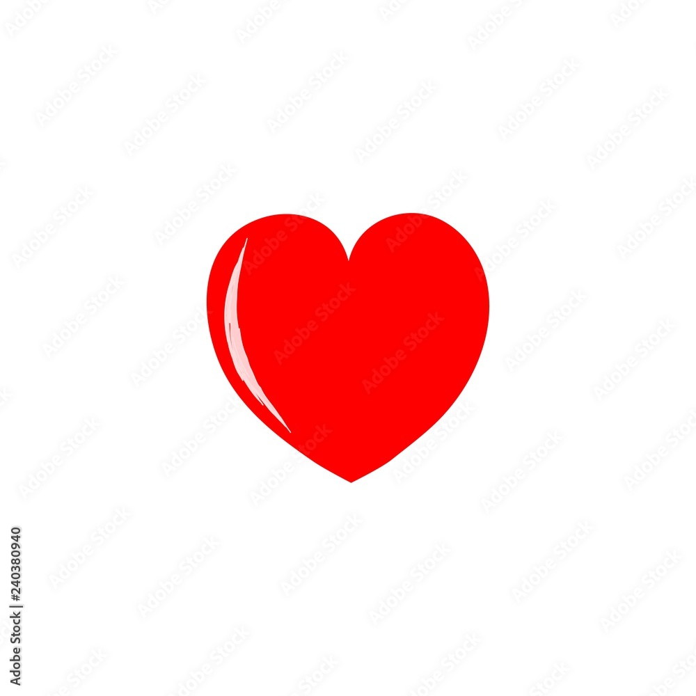 Heart isolated. Red sign on white background. Romantic silhouette symbol linked, join, love, passion and wedding. Colorful mark of valentine day. Design element. Vector illustration.