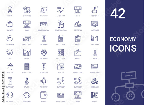 economy icons set